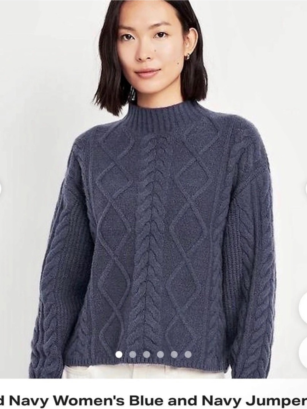 Old Navy SoSoft Cropped Mock-Neck Cable Sweater Blue Size Medium